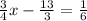 \frac{3}{4} x - \frac{13}{3} = \frac{1}{6}