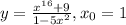 y=\frac{x^{16}+9 }{1-5x^{2} } ,x_{0} =1