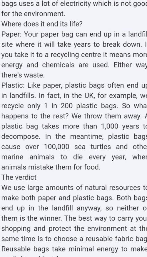 Your turn 5 Work with a partner. Answer the questions. 1 What alternatives are there to plastic bags