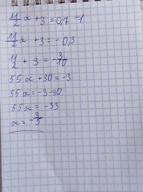 Решите уравнение￼: 1 1/2x +3=0,7-1
