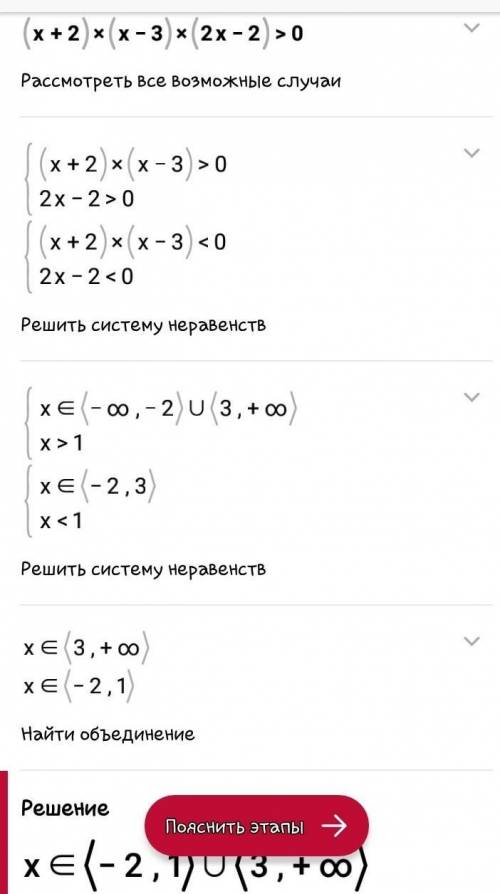 Решите неравенство (х+2)(х-3)(2х-2)>0​