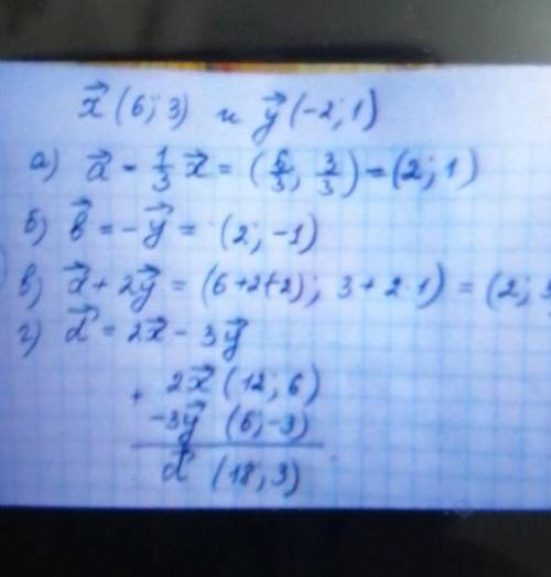 2 вариант 1. Даны векторых(6; 3) иу (-2; 1). Найти координаты векторова) с= x+2yв) d = 2х – 3y2. Най