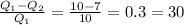 \frac{Q_1-Q_2}{Q_1} = \frac{10-7}{10} = 0.3 = 30 %