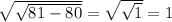 \sqrt{ \sqrt{81 - 80} } = \sqrt{ \sqrt{1} } = 1