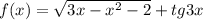 f(x) = \sqrt{3x-x^{2} -2} +tg 3x