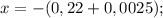 x=-(0,22+0,0025);