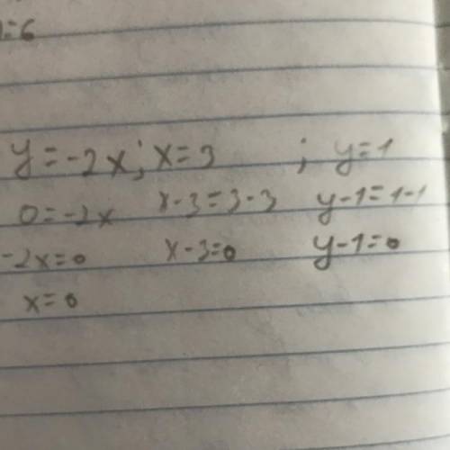 Как это решить? y=-2x x=3 y=1​
