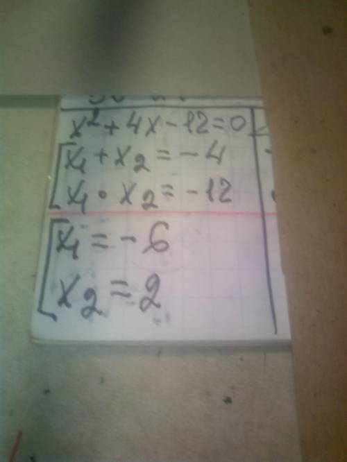 Найдите корни уравнения, применив теорему Виета: x^2+4х-12=0​