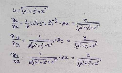 Знайти частинні похідні першого порядку функції