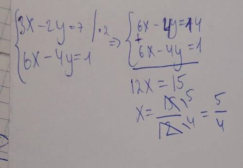 Решить систему уравнений графически {3х-2у=7 {6х-4у=1