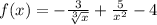 f(x) = - \frac{3}{ \sqrt[3]{x} } + \frac{5}{x {}^{2} } - 4