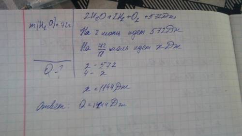 Используя термохимическое уравнение реакции 2Н2О(ж) = 2Н2(г) + О2(г) – 572кДж, определите какое коли