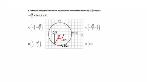 Найдите координаты точки, полученной поворотом точки P(1;0) на угол