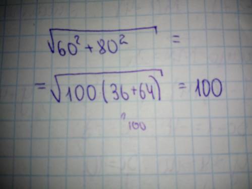 Вычисли значение корня 602+802−−−−−−−−√.