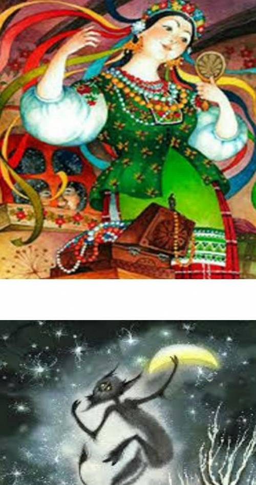 Соотнеси иллюстрациями из повести Ночь перед рождеством​