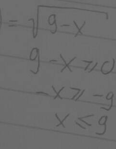 Знайдіть область визначення функції y=√9-х