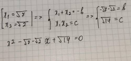 Виет теорема x1=√7, x2=√2