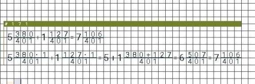 Найдите значение выражений 5 380/401 + 1 127/401