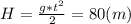 H= \frac{g*t^{2} }{2} = 80 (m)