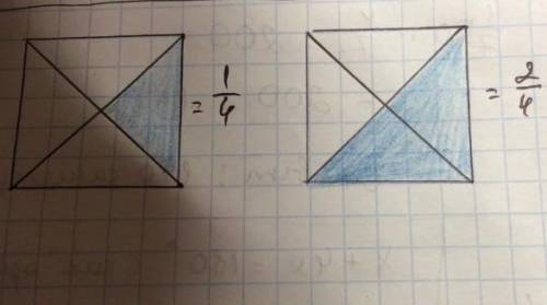 386. Начерти два одинаковых квадрата. Раздели каждый на четыре равных треугольника. Раскрась водном