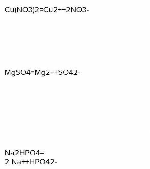 Определите, на какие ионы распадаются следующие соединения, напишите уравнения электролитической дис