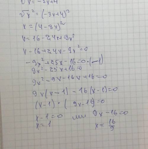 √х=−3x+4. с уравнением