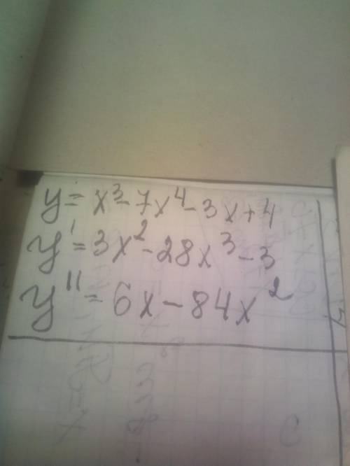 Найти производную второго порядка функции y(x)=x^3+7x^4-3x+4