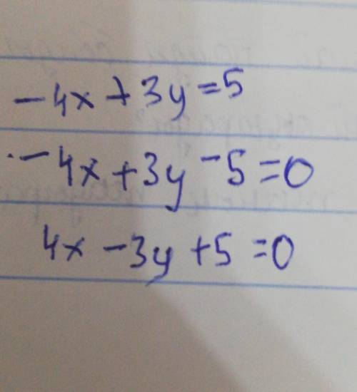 Знайдіть відстань від точки С(1;-2) до прямої -4х+3у=5​