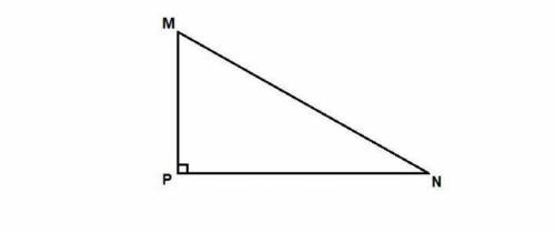Дан прямоугольный треугольник МNР с прямым углом Р. Установите соответствия между отношениями сторон