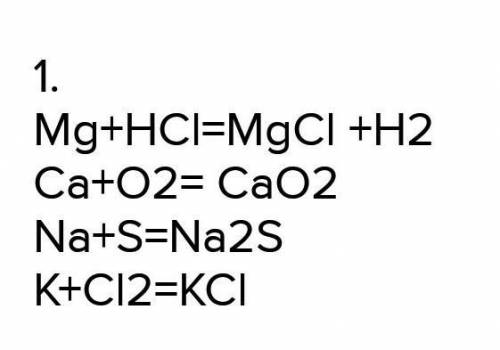 Закончи уравнения реакций: 1) K + HOH = KOH + ……. 2) Zn + S = ……… 3) Mg + HCl = …….. + H2 4) Ca + Cu