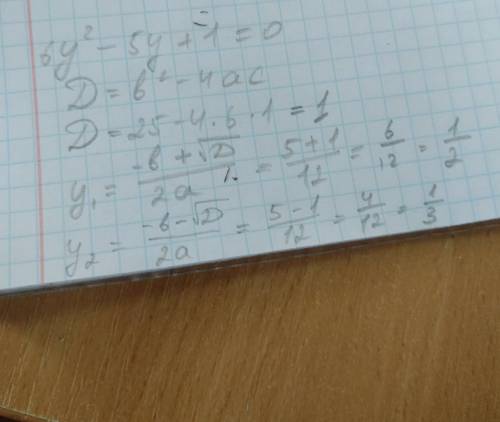 А) найти корни квадратного уравнения пара 6y2-5y + 1 = 0​