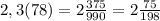 2,3(78) = 2\frac{375}{990} = 2\frac{75}{198}
