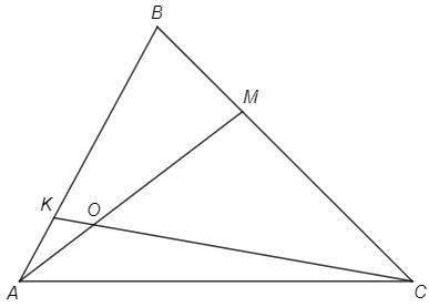 В треугольнике АВС точка К разбивает АВ в отношении 1:3 (АК:КВ = 1:3), точка М разбивает отрезок ВС