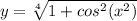 y = \sqrt[4]{1 + {cos}^{2} ( {x}^{2}) }
