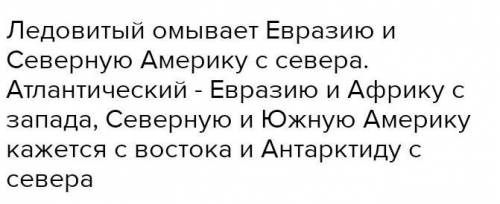 Берега каких материков и с какой стороны горизонта омывает Антлантический океан