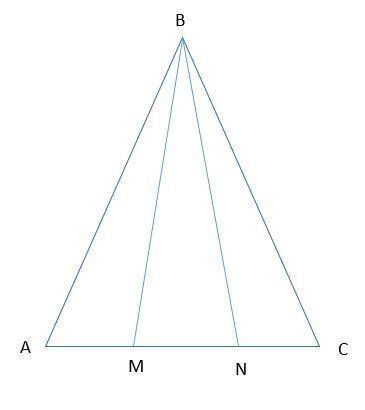 На стороне AC треугольника ABC отмечены точки M и N (M пренадлежит AN). Известно, что угол BAC = угл