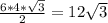 \frac{6 * 4 *\sqrt{3} }{2}=12\sqrt{3}
