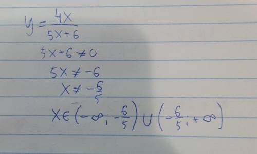 Найдите область определения функции, заданной формулой у=4x 5x+6​