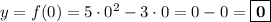 y = f(0) = 5 \cdot 0^2 - 3\cdot 0 = 0 - 0 = \boxed{\textbf{0}}