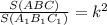 \frac{S(ABC)}{S(A_{1}B_{1} C_{1} ) } =k^{2}