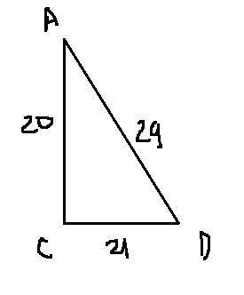 Дан прямоугольный треугольник Abc с прямым углом C. AD=29, AC=20, DC=21. Найдите значение: a) косину