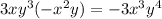 3xy ^{3} ( - x ^{2}y ) = - 3x^{3} y ^{4}