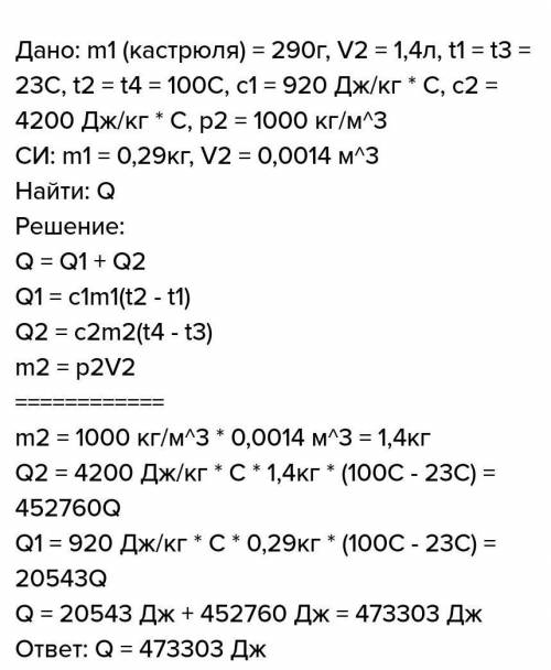 Определи, какое количество теплоты получили алюминиевая кастрюля массой 288 г и находящаяся в ней во