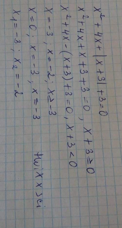 Реши уравнение х^2+4х+|х+3|+3=0​