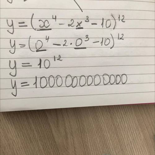 Вычислить производную сложной функции: y=(x⁴-2x³-10)¹²