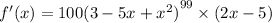 f'(x) = 100 {(3 - 5x + {x}^{2}) }^{99} \times (2x - 5)