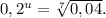 0,2^{u} =\sqrt[7]{0,04}.