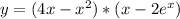 y = (4x-x^{2}) * (x-2e^x)