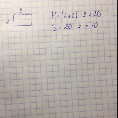 Прямоугольник имеет стороны 2 см и 8 см. а) Найдите площадь квадрата, периметр которого равен периме