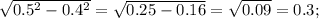 \sqrt{0.5^{2}-0.4^{2} }=\sqrt{0.25-0.16 } =\sqrt{0.09} =0.3;